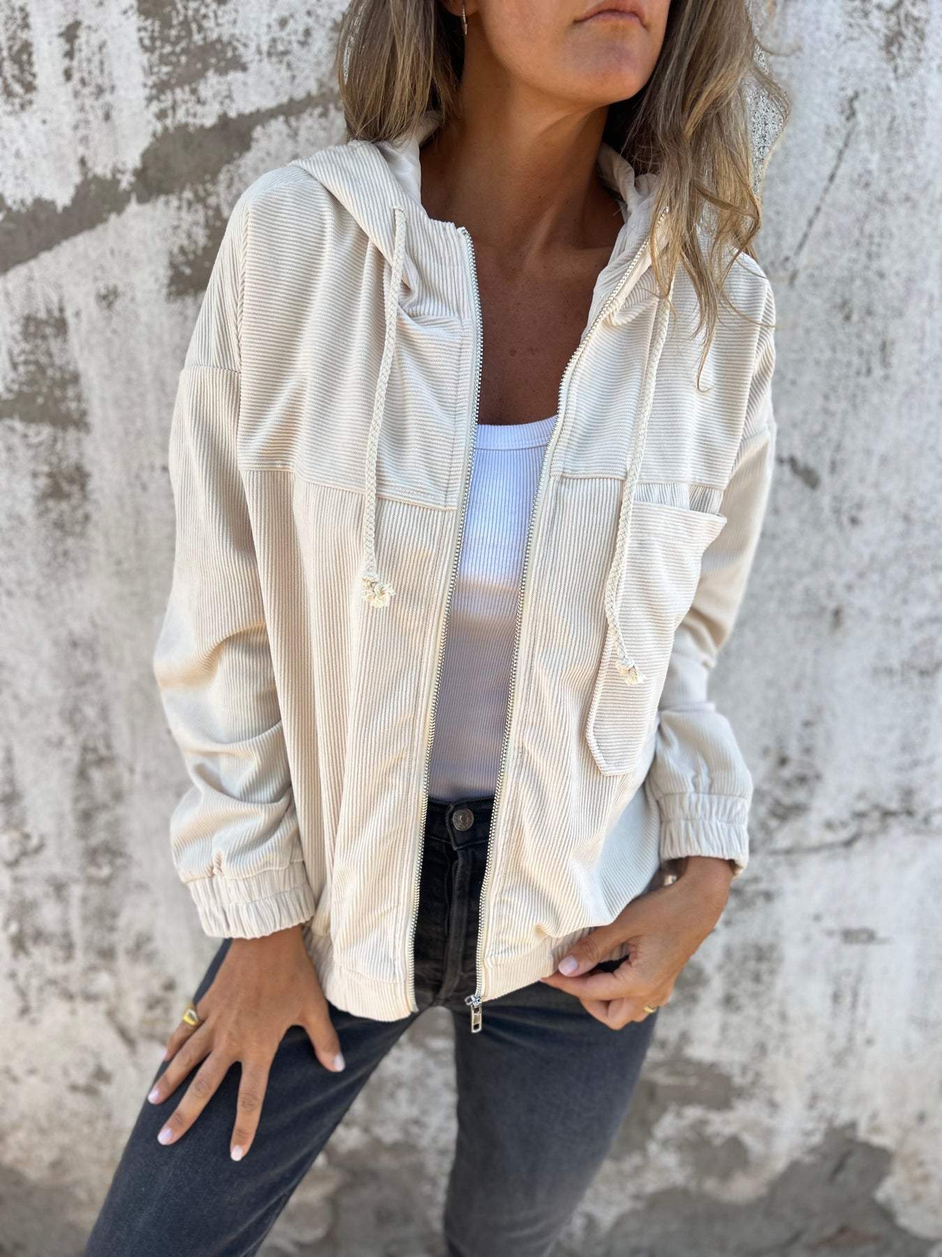 Jacke Damen Kapuze Reißverschluss Modern