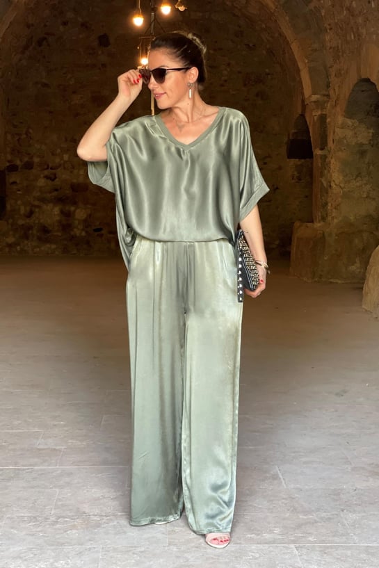 Damen Lässiges Top Und Weite Hose Set