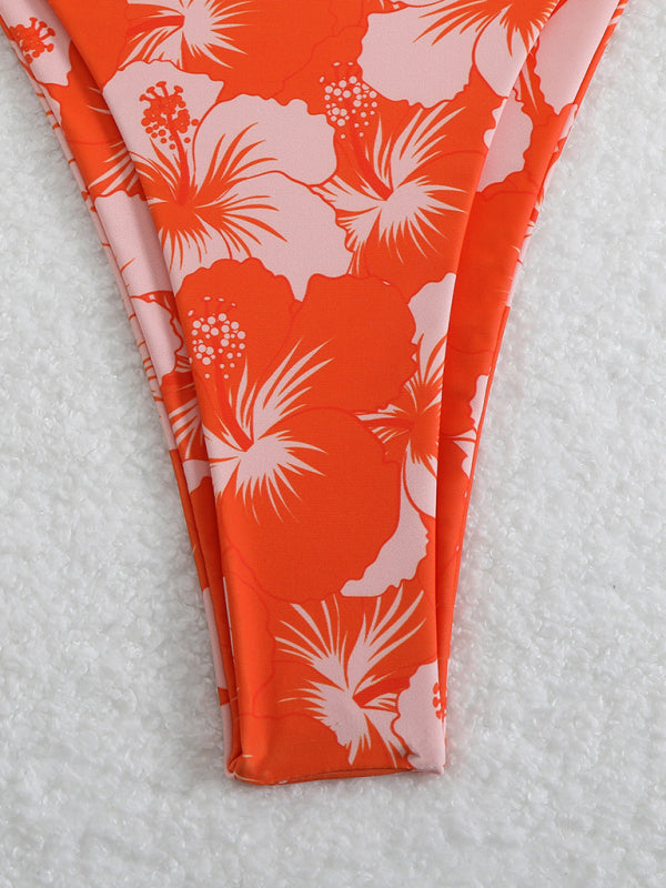 Damen Blumenmuster Halterneck-Bikini