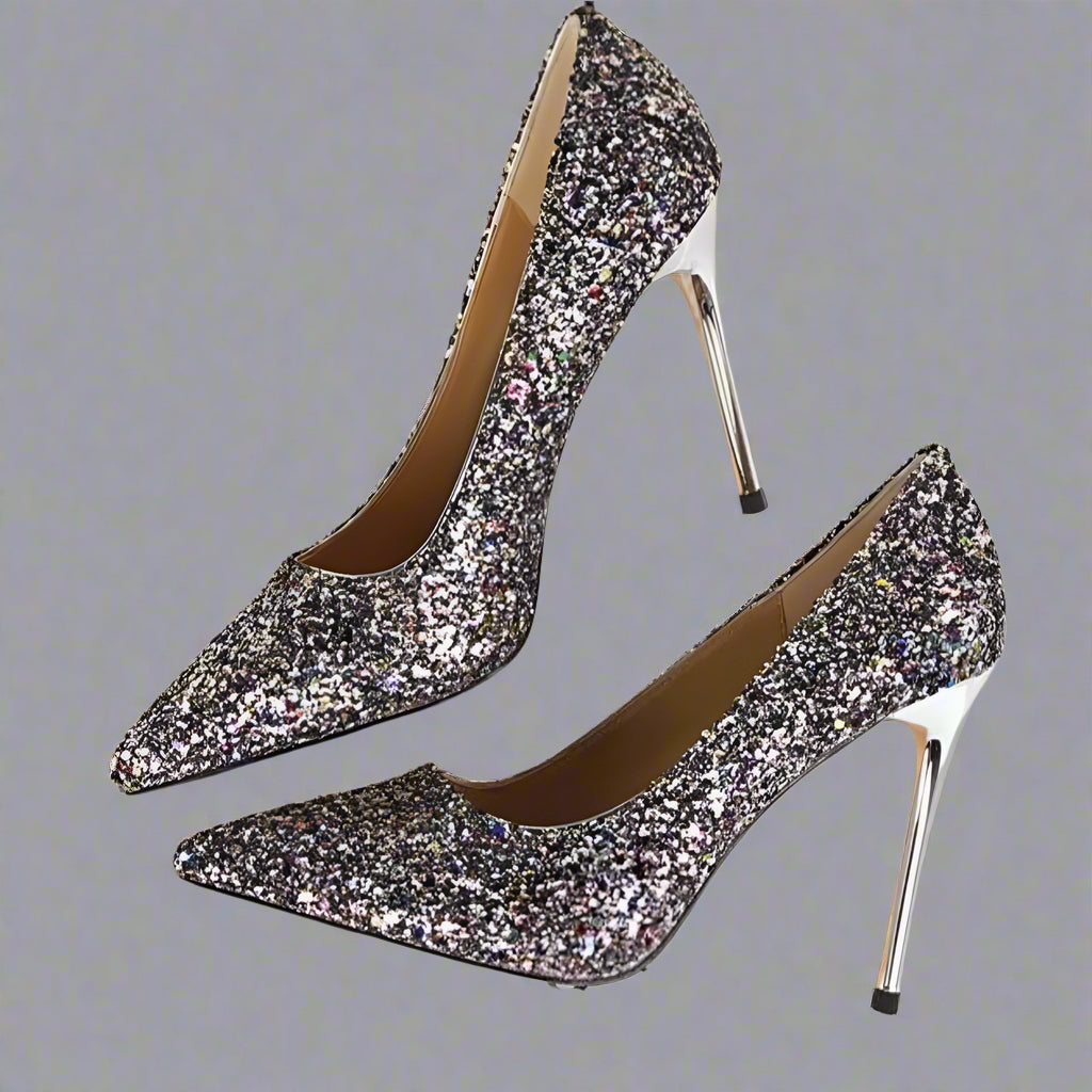 Fudus | Rhinestone High Heels Spitz Pumps Übergrößen