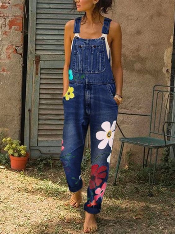 Damen Ärmelloser Denim Overall Für Lässigen Stil