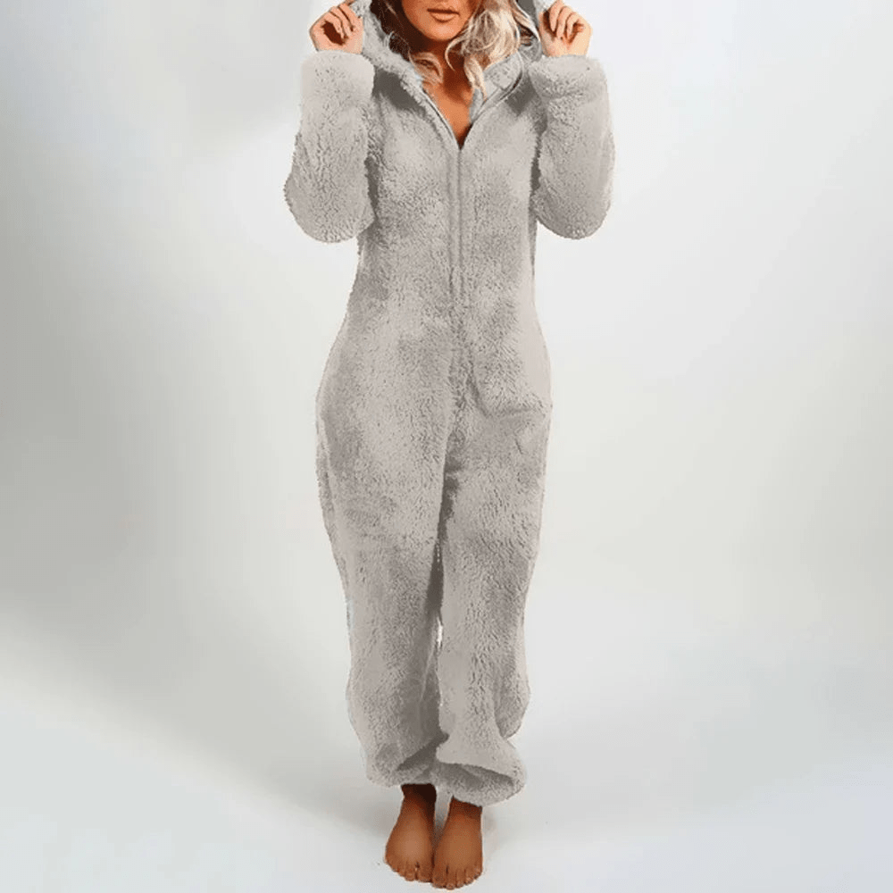 Fudus | Verspielter Teddybären Damen Jumpsuit Weiche Plüsch Pyjama