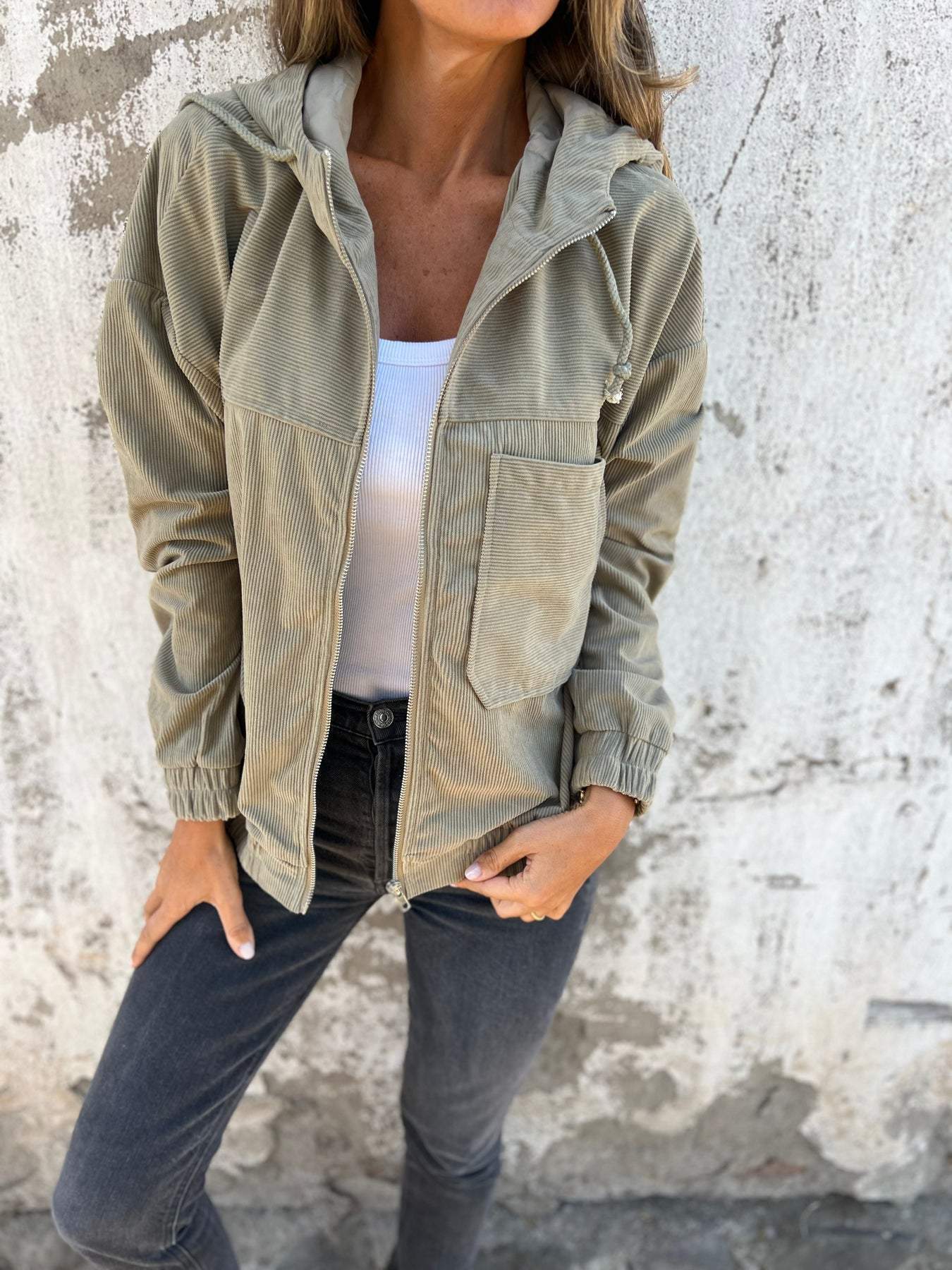 Jacke Damen Kapuze Reißverschluss Modern