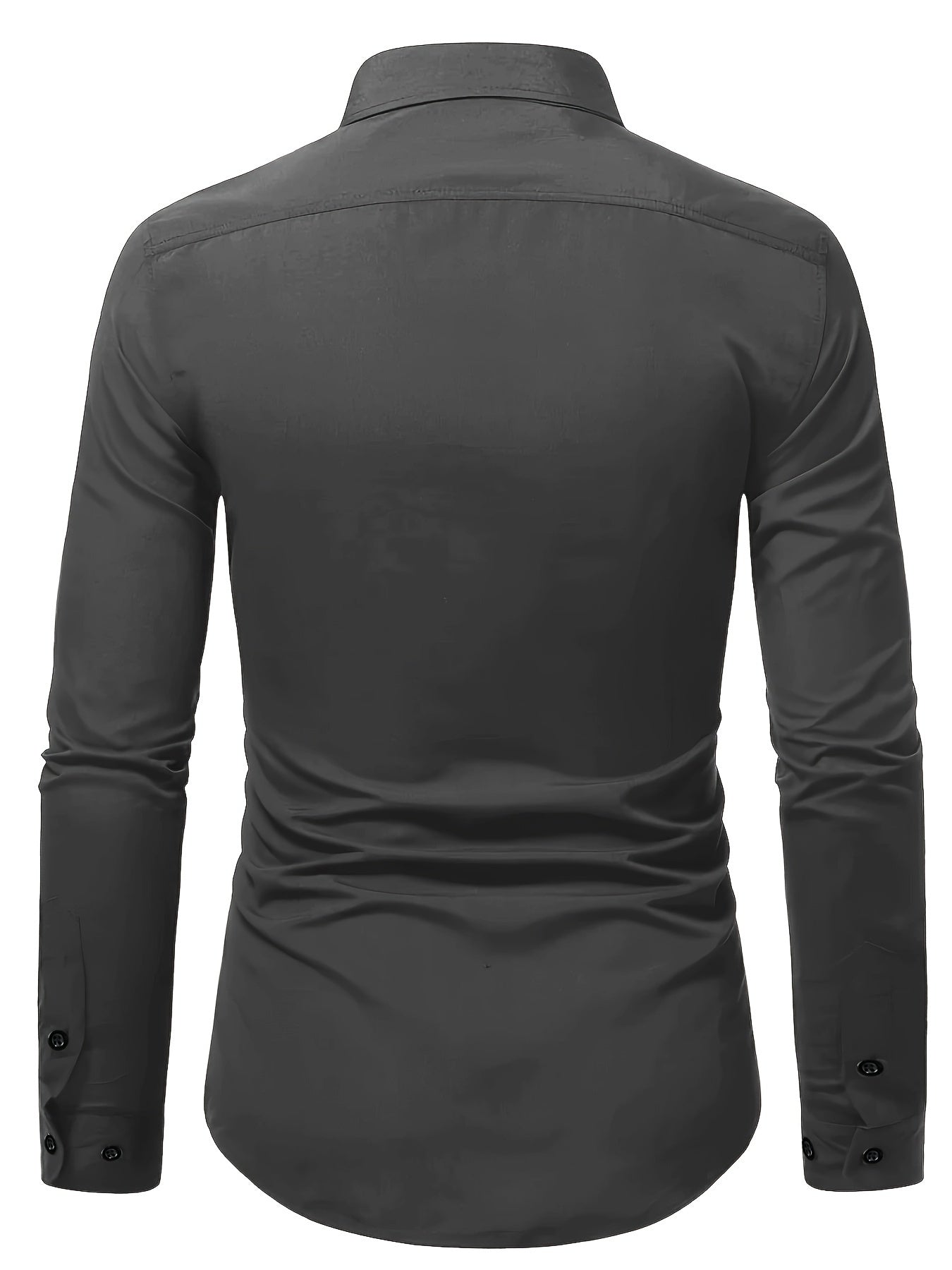 Fudus Herren Slim Fit Hemd - Einfarbiges Elegantes Langarmhemd