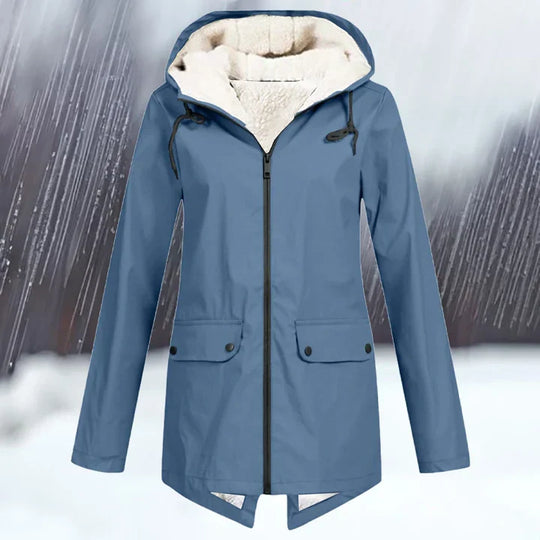 Damen Wind Und Wasserdichte Jacke Mit Kapuze Und Verdickung
