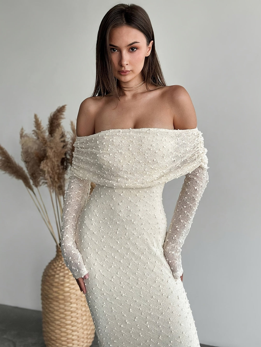 Abendkleid Glitzernd Schulter Pailletten