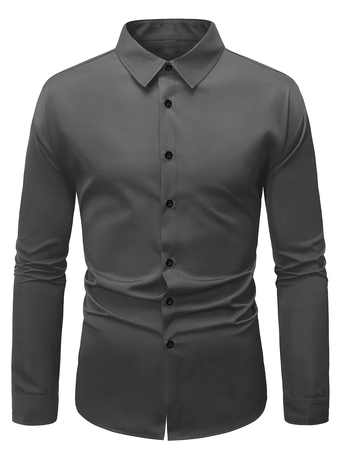 Fudus Herren Slim Fit Hemd - Einfarbiges Elegantes Langarmhemd