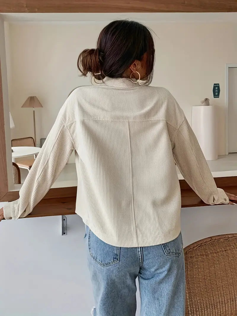 Kordjacke Langärmelig Taschen Knöpfe