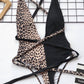 Damen Tie Leopard Plunge Einteiler Badeanzug