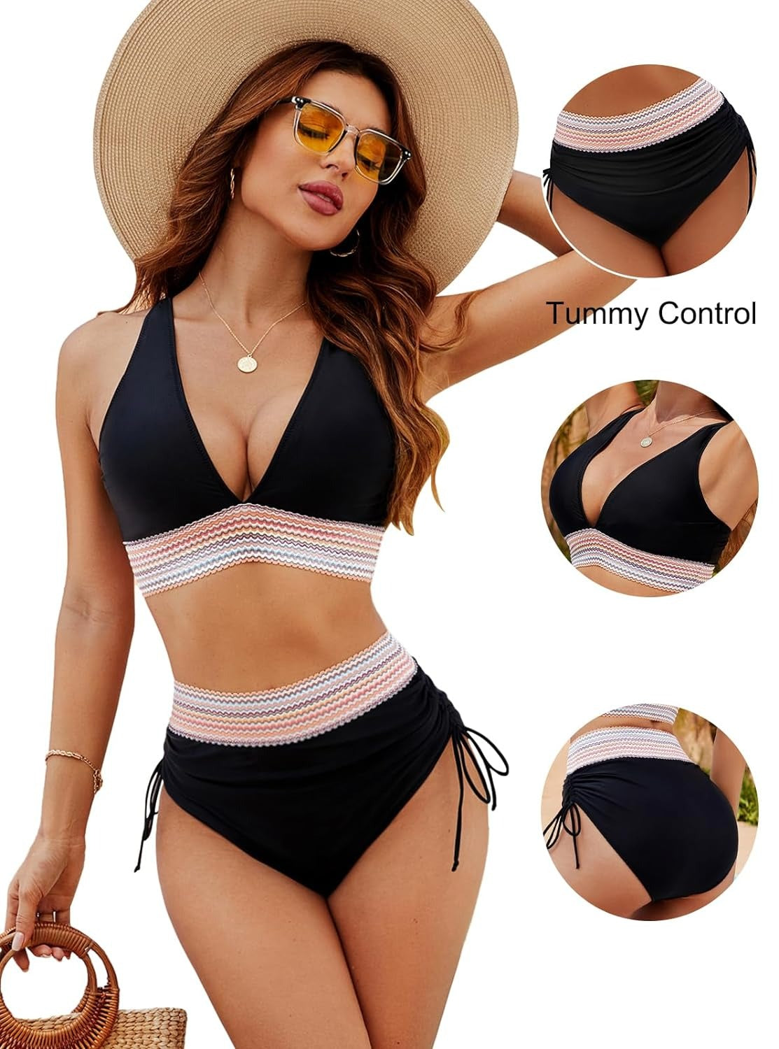 Damen Bikini mit Hoher Taille und Bauchkontrolle