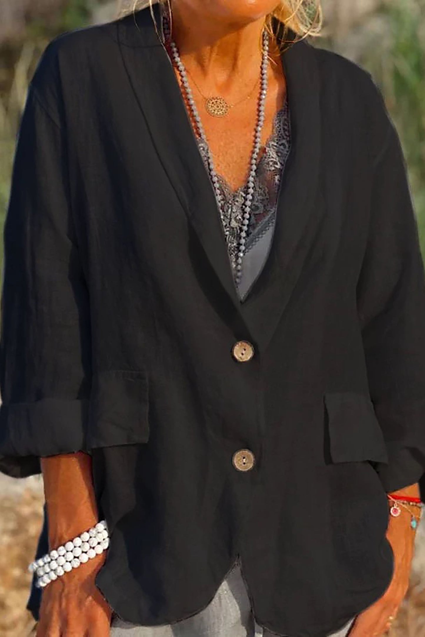 Fudus | Luftige Leinenjacke mit Knopfverschluss