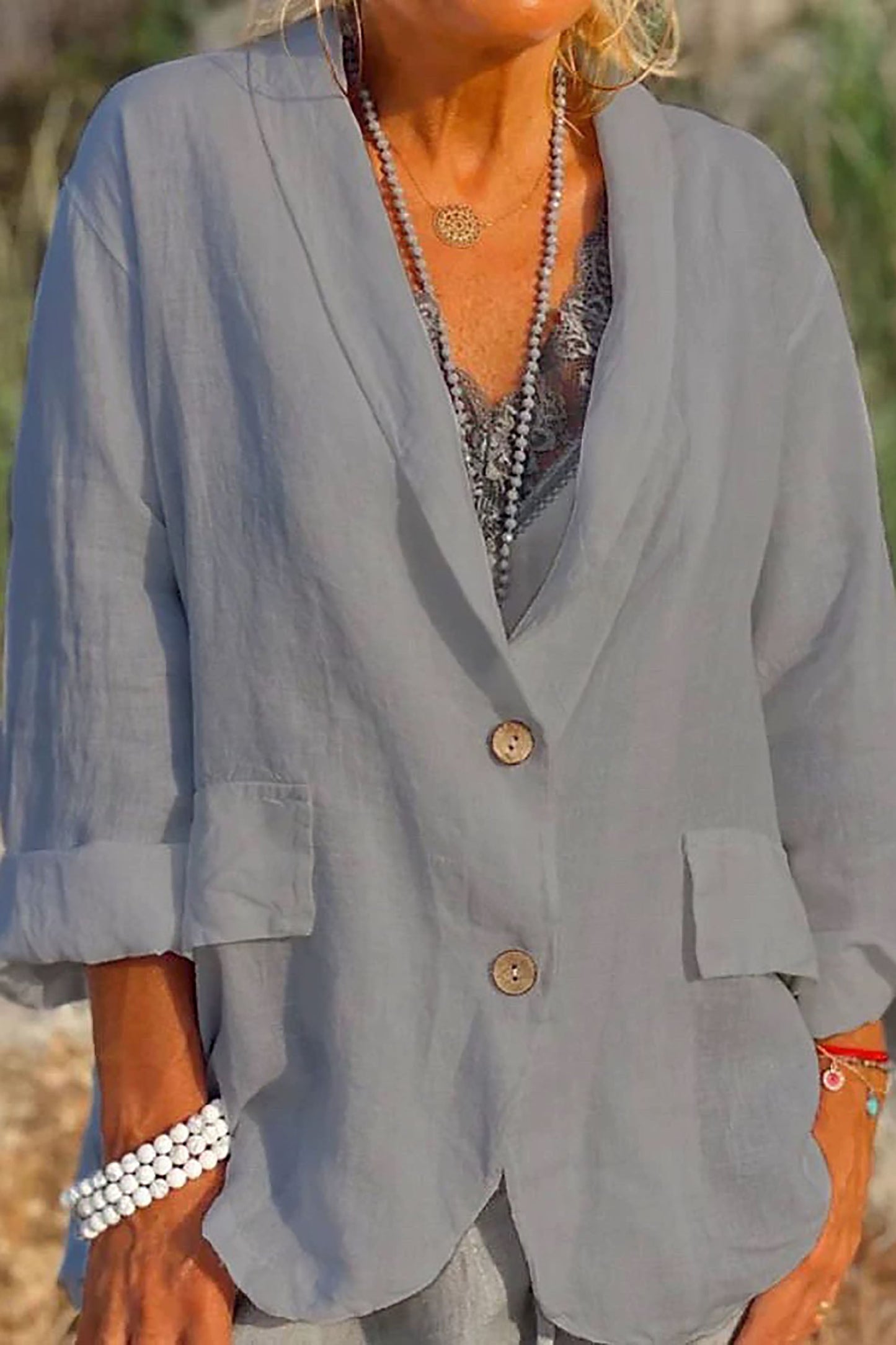 Fudus | Luftige Leinenjacke mit Knopfverschluss