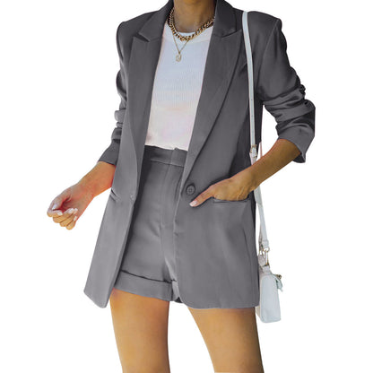 Damen Stilvolles Set Blazer Und Lässige Shorts