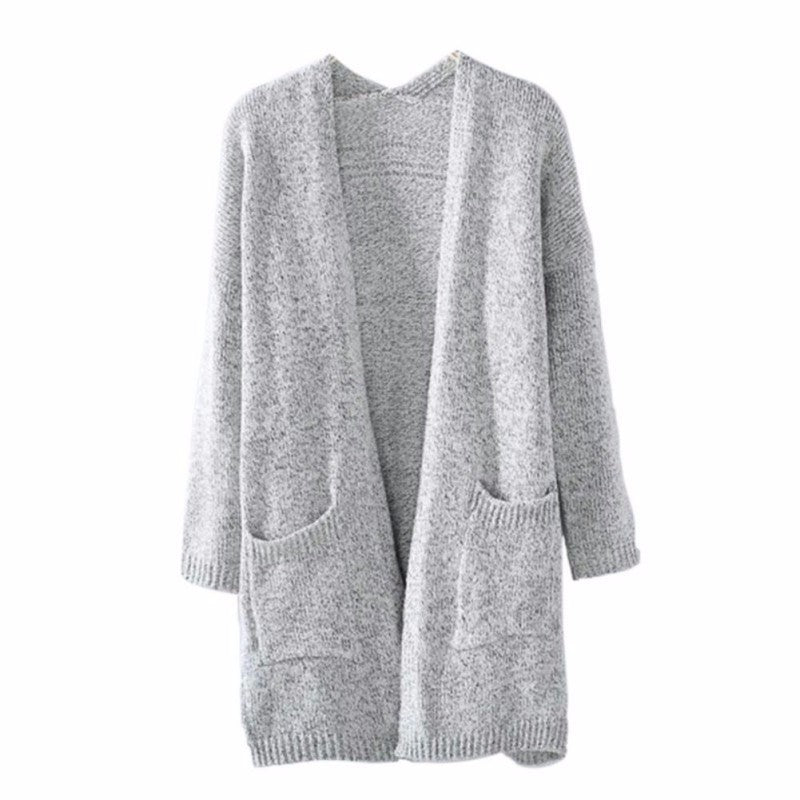 Damen Langstrickcardigan mit tiefen Taschen und lässigem Schnitt Fudus