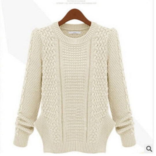 Damen Grobstrickpullover mit Struktur und praktischen Taschen Fudus