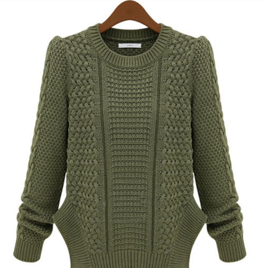 Damen Grobstrick Pullover mit strukturiertem Design und praktischen Taschen Fudus