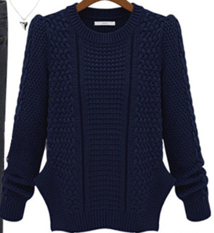 Damen Grobstrick Pullover mit strukturiertem Design und praktischen Taschen Fudus