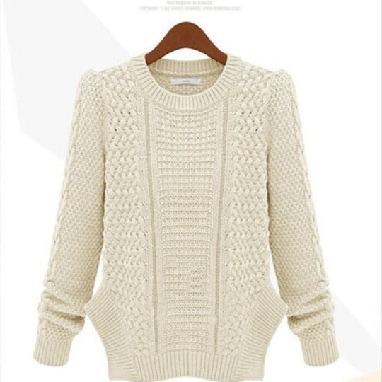 Damen Grobstrick Pullover mit strukturiertem Design und praktischen Taschen Fudus