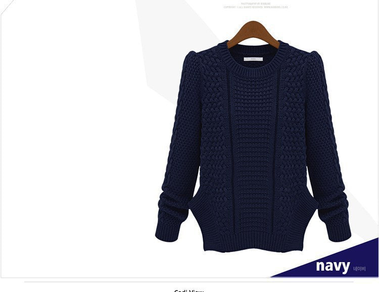 Damen Grobstrickpullover mit Struktur und praktischen Taschen Fudus