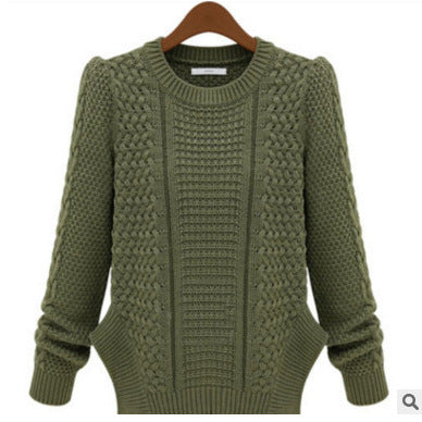 Damen Grobstrick Pullover mit strukturiertem Design und praktischen Taschen Fudus