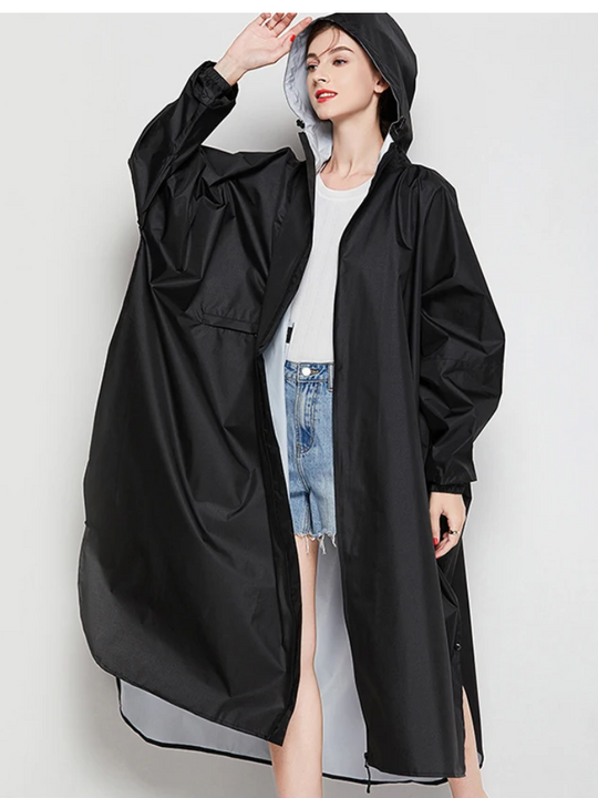 Damen Oversized Wasserdichte Regenjacke Leicht Kapuze Komfort
