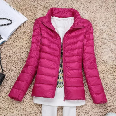 Slim-Fit Damen Daunenjacke mit Stehkragen und durchgehendem Reißverschluss