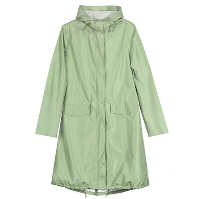 Damen Regenjacke Mit Kapuze Lange Wasserdichte Leichte Jacke