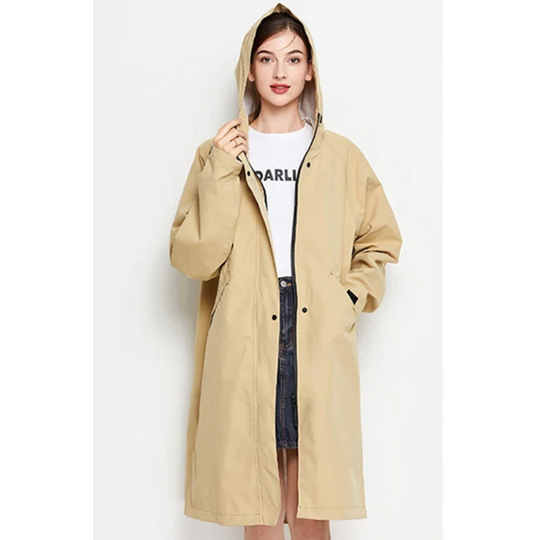 Damen Regenjacke Mit Kapuze Wasserfeste Lange Jacke