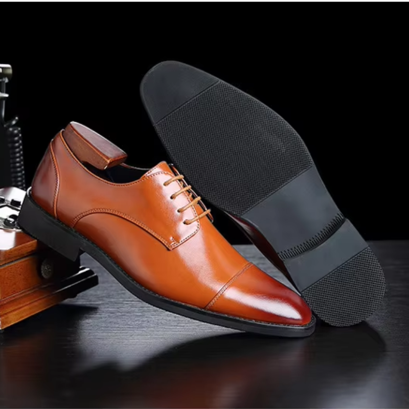 Herren Luxuriöse Leder Herrenschuhe Mit Schnürung Und Polierter Oberfläche