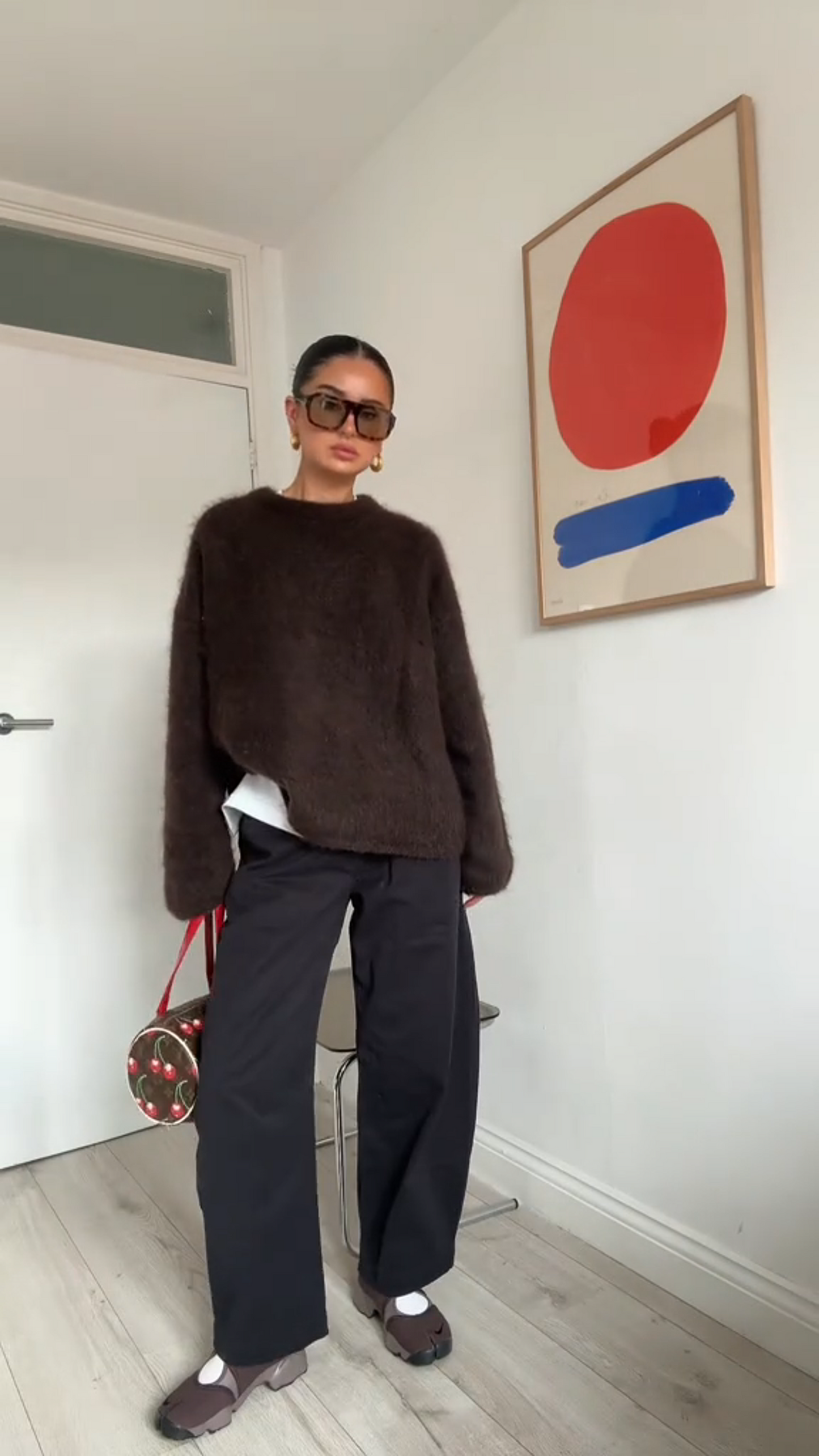 Damen Pullover Rundhals Mohairmix Creme Grau Weite Passform