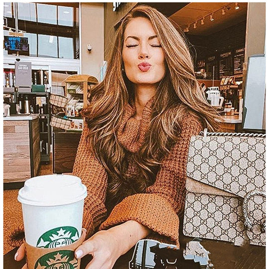 Damen Grobstrick Pullover mit hohem Kragen und weitem Schnitt Fudus