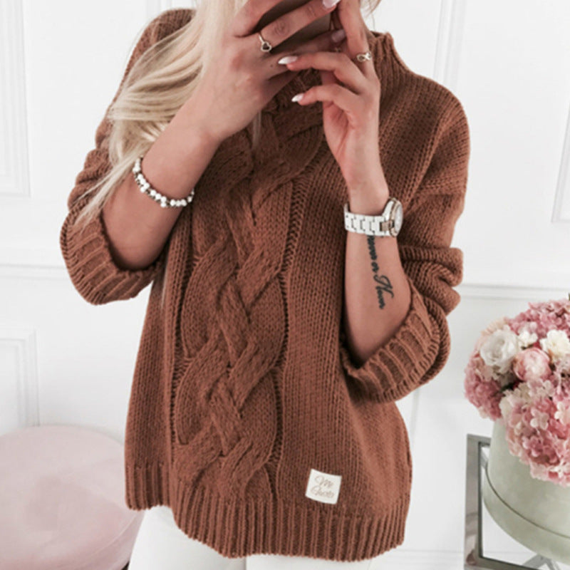 Damen Grobstrickpullover mit elegantem Zopfmuster und lässigem Schnitt Fudus