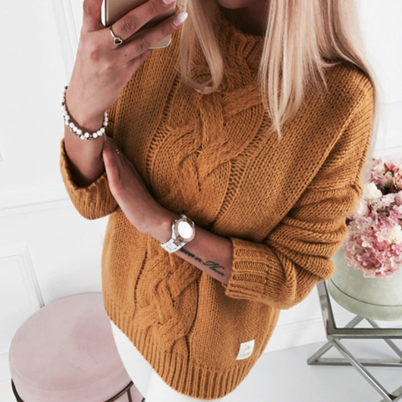 Damen Grobstrickpullover mit elegantem Zopfmuster und lässigem Schnitt Fudus