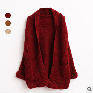 Damen Grobstrickcardigan mit tiefen Taschen und offener Front Fudus