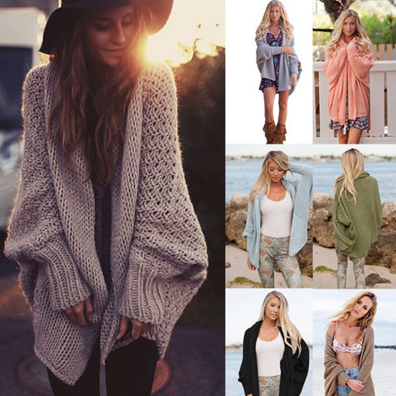 Damen kuschelige Strickjacke mit offenem Design Fudus