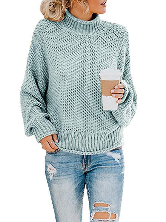 Damen Grobstrickpullover mit hohem Kragen und lässigem Schnitt Fudus 1758151575
