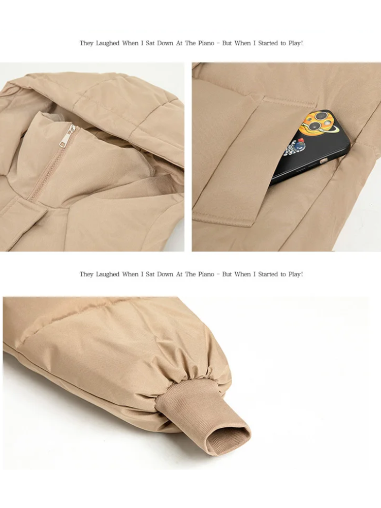 Damen Lange Oversized Steppwinterjacke mit Kapuze