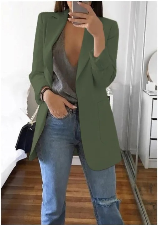 Damen Stilvoller Blazer Mit Tiefem V Ausschnitt Für Jeden Tag