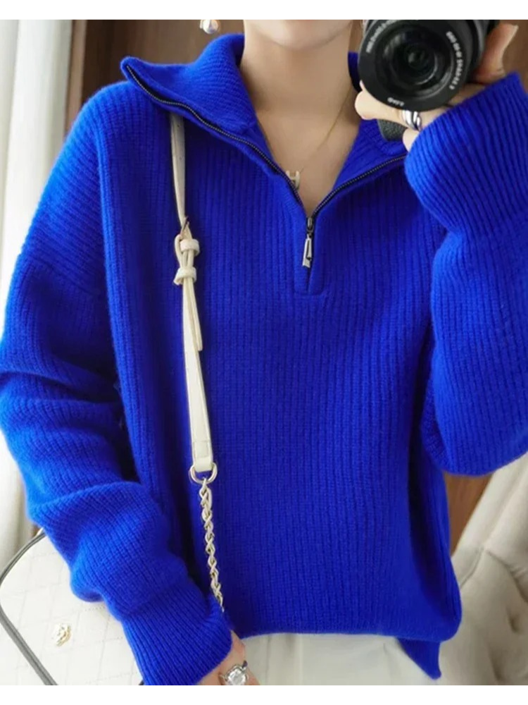 MonAmi Woll winddichte Pullover mit Reißverschluss Damen