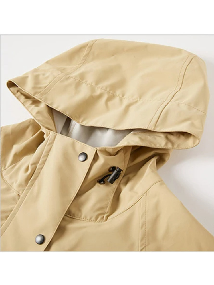 Damen Regenjacke Mit Kapuze Faltbare Wasserdichte Lange Jacke