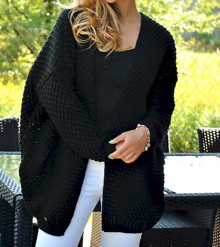 Damen Grobstrickjacke mit modischer Lochstruktur und lässigem Schnitt Fudus