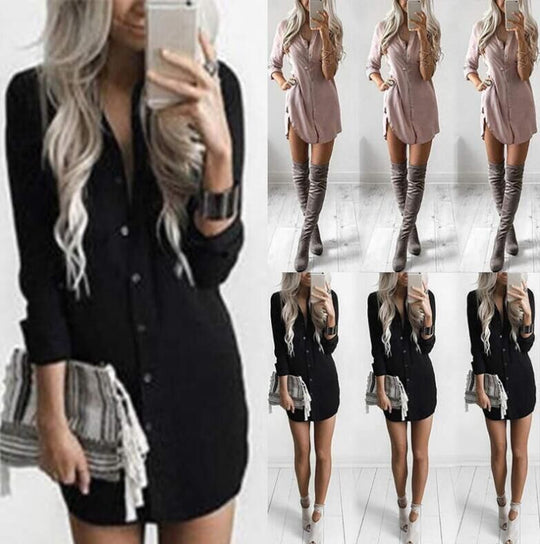 Damen Hemdblusenkleid Fudus