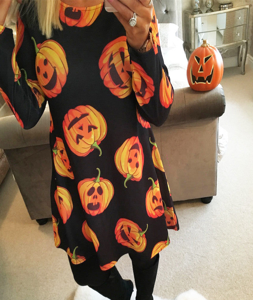 Damen Halloween-Tunika mit grafischem Print Fudus