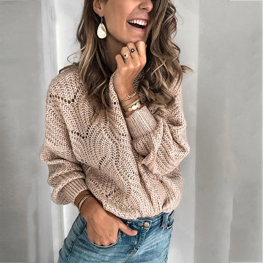 Damen Grobstrickpullover mit luftiger Maschenstruktur und modernem Zopfdesign Fudus