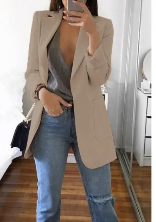 Fudus - Stilvolle Damen Blazer Mit Tiefem V-Ausschnitt - Ideal Für Jeden Tag