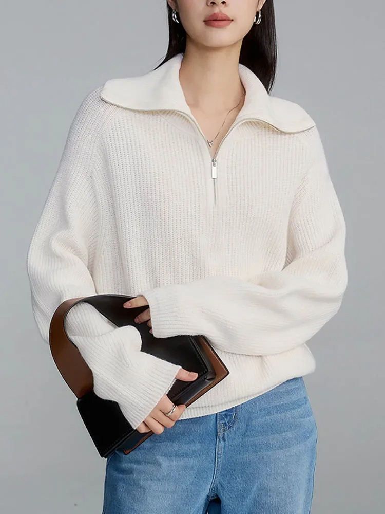 MonAmi Woll winddichte Pullover mit Reißverschluss Damen