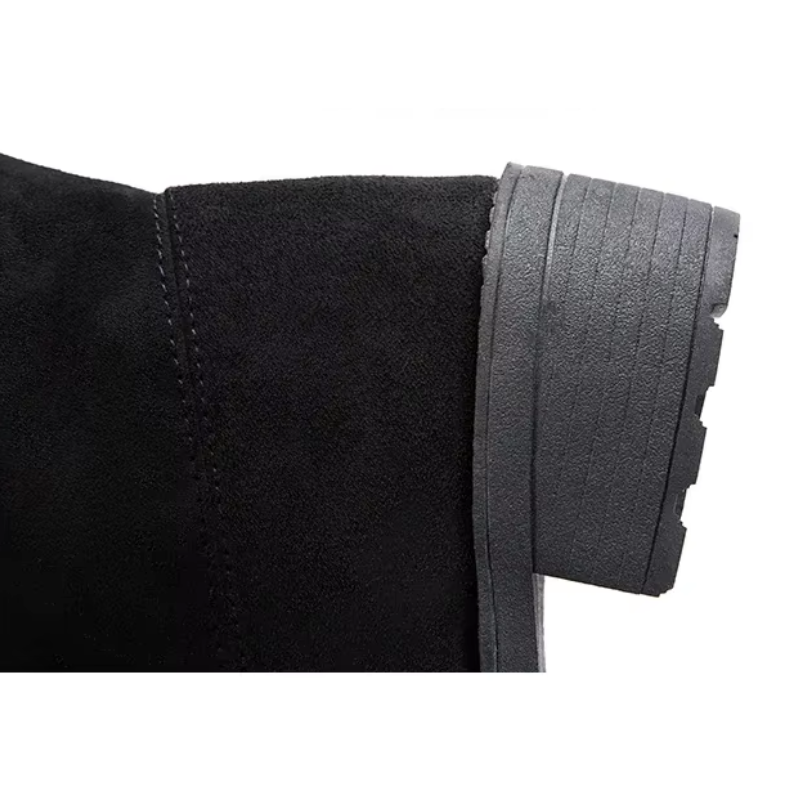 Damen Overknee Stiefel mit Blockabsätzen und Schnürung