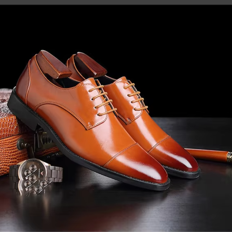 Herren Luxuriöse Leder Herrenschuhe Mit Schnürung Und Polierter Oberfläche