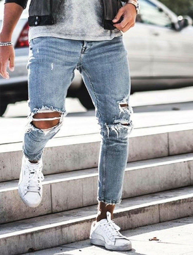 Herren Streetwear Ripped Slim Fit Jeans Bequem