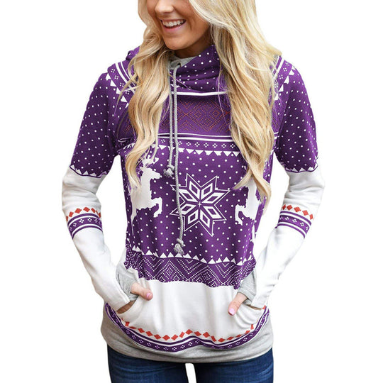 Damen Kapuzenpullover mit modernem nordischen Muster Fudus